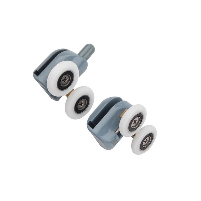 Xingzhi 2 Pcs Rouleaux de Porte de Douche Jumeaux Ronds Argentés Roues à Roulettes 25mm Gris 23mm
