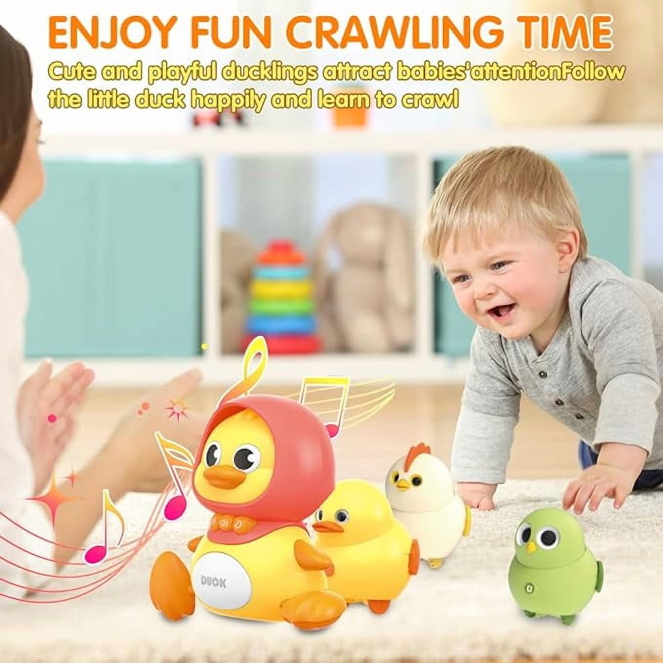 Baby Music Toy Duck Baby Belly Time Toy 3-6 0-6 6-12 Months Newborn Development Crawling Toy Glowing Walking Singing Toy 1-2 3-4 Years Old Boys and Girls Gifts (Yellow)