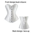 thumbnail image 5 of FALEXO Plus Size Womens Satin Sexy Boned Corset Shapewear Lace Up Overbust Waist Cincher Bustier Bodyshaper Top White Black, 5 of 6