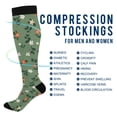 thumbnail image 4 of Haosy Compression Socks for Men Women Knee High Running Socks for Nurse Hiking Recovery Travel Athletic 2 Pairs Flowers with Leaves, 4 of 9