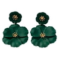 thumbnail image 2 of Pendientes colgantes de flores, pendientes de pétalos florales, pendientes colgantes para vacaciones, mujeres, niñas, joyería del día de San Valentín, Verde oscuro, 2 of 8