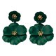 thumbnail image 2 of Pendientes colgantes de flores, pendientes de pétalos florales, pendientes colgantes para vacaciones, mujeres, niñas, joyería del día de San Valentín, Verde oscuro, 2 of 8