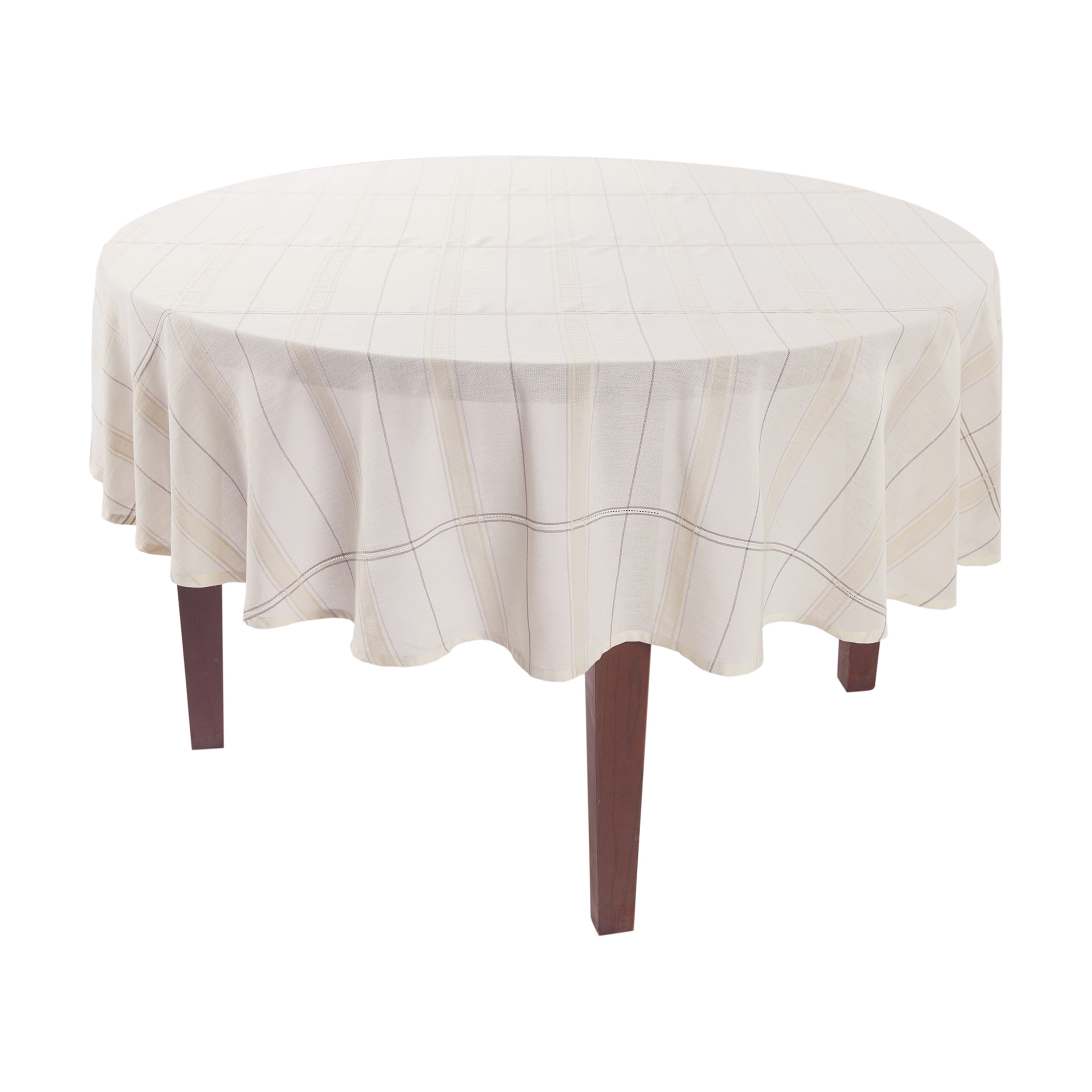 Better Homes & Gardens Silver Tuesday Plaid 70” Round Tablecloth – Cotton & Polyester Blend