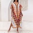 thumbnail image 5 of HAJWOH Plus Size Kaftan Maxi Dress Beach Swimwear Cover Up V Neck Batwing Sleeve Moo Moos for Women, 5 of 5
