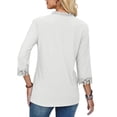 thumbnail image 4 of Frontwalk Women Shirts 3/4 Sleeve Tops Lace Trim Blouse Ladies Casual Tunic Shirt V Neck White XL, 4 of 5