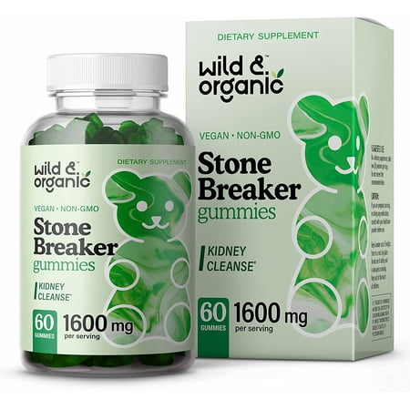 Wild & Organic Stone Breaker Gummies - Chanca Piedra for Kidney Cleanse, Liver & Gallbladder Support 60 Ct