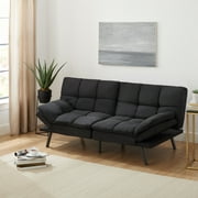 Mainstays Memory Foam Futon, Black Faux Suede Fabric, 72''