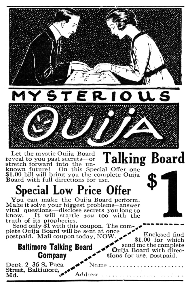 Ad Ouija Board, 1920. /Namerican Advertisement For The Ouija Board