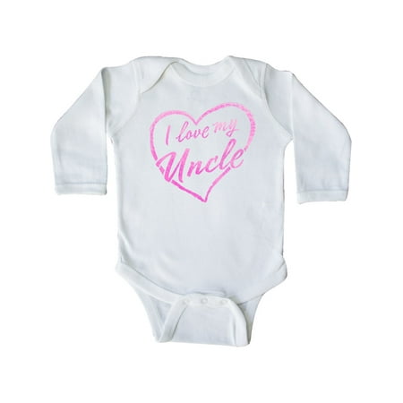 

Inktastic I Love My Uncle in Pink Chalk Heart Gift Baby Boy or Baby Girl Long Sleeve Bodysuit