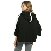 Flyingstar Women’s Casual Hoodie Sweatshirt, Solid Cropped Jumper Tops, 3/4 Sleeve Oversized