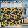 thumbnail image 6 of No Hook Shower Curtains with Snap-in Liner Set, Yellow Sunflowers Waterproof Hotel Style Bathroom Shower Curtain, Summer Botanical Elegant Pastoral Bees Breathable Mesh Top Bath Curtains 66''x72'', 6 of 9