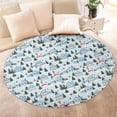 thumbnail image 4 of Light Blue Christmas House and Tree Pattern Round Blanket,Comfortable Soft Flannel Throw Blanket,All Season,Warm Lightweight Blankets for Sofa Bed Couch Living Room Chair 60"x60", 4 of 5
