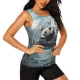 thumbnail image 2 of Fuzoiu Panda In Futuristic City Print Women's Workout Tank Top,Athletic Racerback Sports Tank,Tops Sleeveless Running Loose Fit Yoga Tops,Active Shirts for Yoga, Running, and Gym-XX-Large, 2 of 7