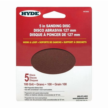 Hyde Tools: 5" - 100 Grit Round Hook & Loop Sandpaper (5 Pack)