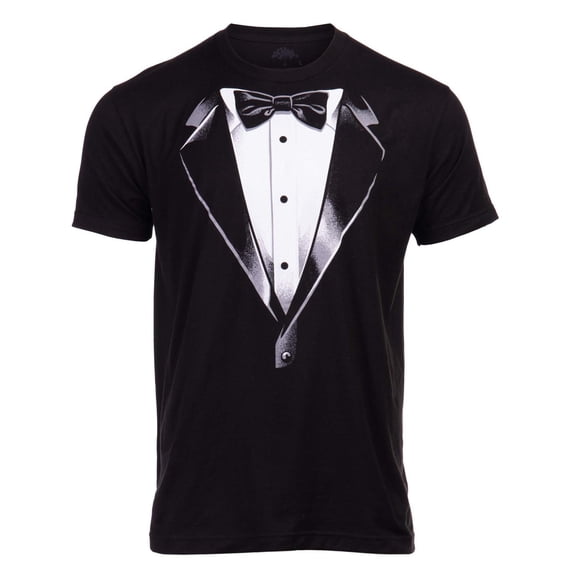 Men's Tuxedo Print T Shirts Novelty Bow Tie Graphic Crew Neck Tops Casual Funny Formal Tees for Weddings Parties and Special Events