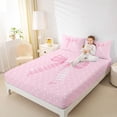 thumbnail image 4 of Erosebridal Pink Plaid Bow Bed Sheets for Girls, Cute Polka Dots King Sheets for Women, 4pcs, 4 of 6