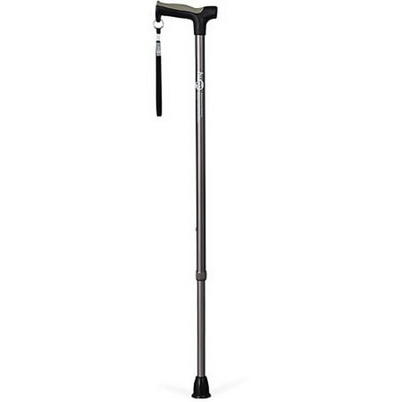 Hugo Adjustable Derby Cane with Reflective Strap, Smoke