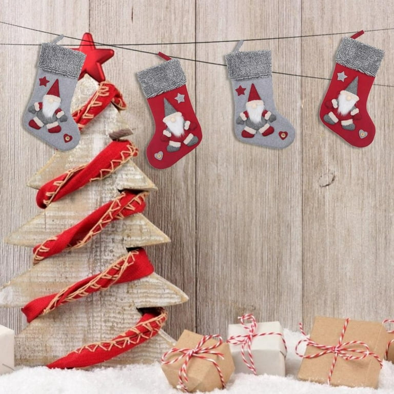 Christmas Stockings Felt Christmas Stockings Decoration Large 3D Gnome Cuff  Gift Bags Decorative Christmas Decor With