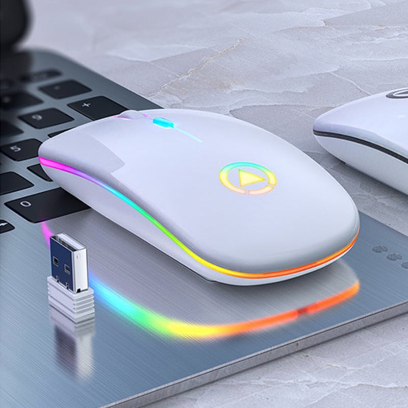Wireless Gaming Mouse, Rechargeable USB Mouse with 7 Changeable LED