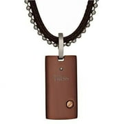 BLISS by Damiani "Uomo" Brown Stainless Steel & 18K Rose Gold Pendant w/Diamond Necklace