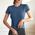thumbnail image 2 of Womens Summer Clothes Short Sleeved Shirt Solid Color Round Neck Sleeveless Casual Tee Tank, 2 of 7