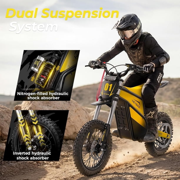 HeyBike, Electric Dirt Bike, UL 2849, Yellow, 52V 26AH Battery