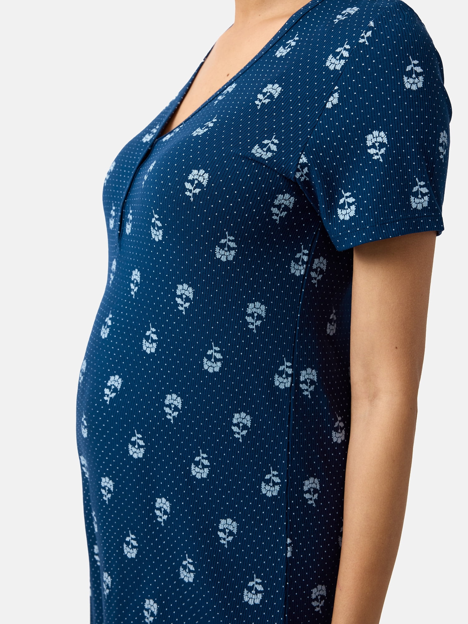 Ingrid & Isabel For Every Belly Women's Maternity Ribbed Henley T-Shirt Dress, Sizes S-XXXL