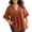 Orange, variant on YUGYXL Women's Loose Fit Plus Size Tops Ruffle 1/4 Sleeve Blouse V Neck Pleated Front Button Down Shirts Casual Tunic Black L