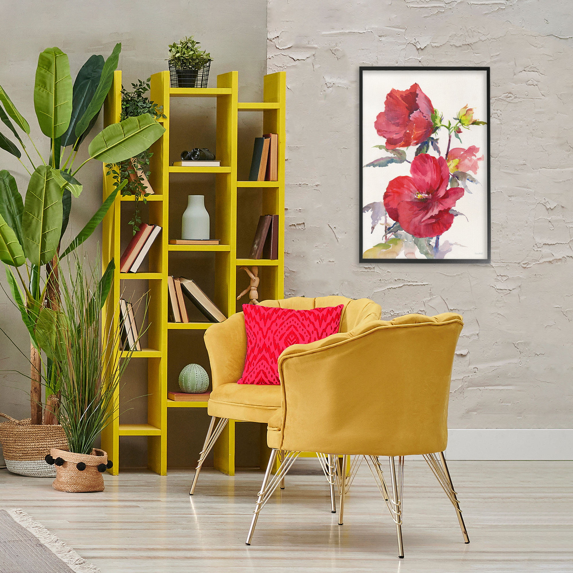 Stupell Industries Two Red Poppies Botanical & Floral Painting Black Framed Art Print Wall Art, 20 x 30