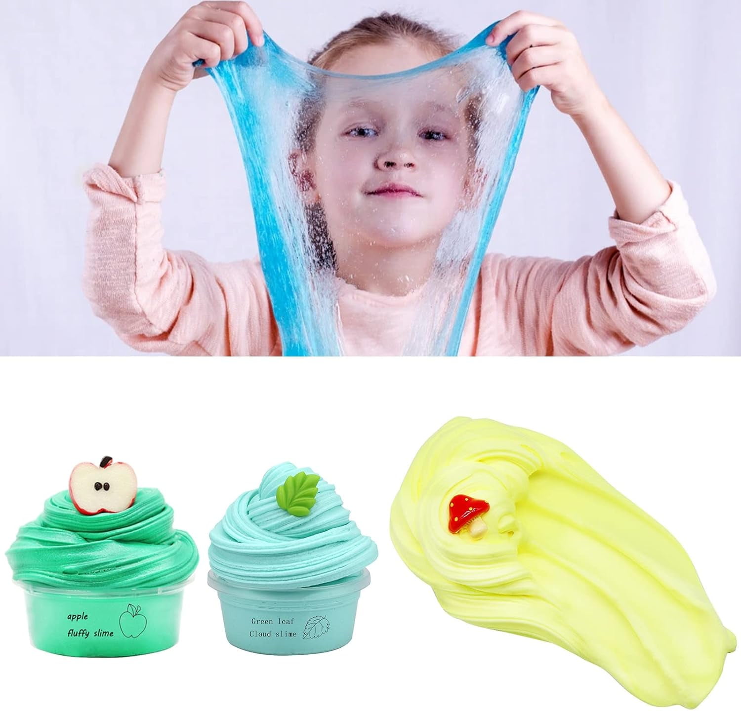 Butter Slime Kit, 1 Pack 60ml Slime Sludge Toy with Charm Fruits Scented Stress Relief Sensory Toy Slime