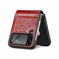 thumbnail image 4 of Dteck Case for Samsung Galazy Z Flip 4 6.7" 2022, Retro PU Leather Case with Luxury Embossed Diamond Grid Anti-drop Anti-seismic Stand n Folding Design Shockproof Case For Samsung Galaxy Z Flip 4, Red, 4 of 12