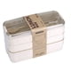 thumbnail image 1 of Kit de lonchera bento apilable, contenedores para almuerzo de paja de trigo con compartimentos 3 en 1 y vajilla, contenedores reutilizables para comidas y refrigerios para llevar, 1 of 5