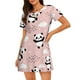 thumbnail image 1 of Fotbe Panda Bata de Dormir para Mujer con Estampado, Camisón de Algodón de Manga Corta, Ropa de Dormir Casual, 1 of 6