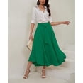 thumbnail image 6 of sicmoss Women's Green High Waisted Bohemian Maxi Skirt, Side Slit Flowy with Pockets, 6 of 8