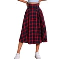 thumbnail image 6 of Zonest Women's plaid elastic waist A-line pleated taffeta maxi skirt, 6 of 8