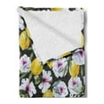 thumbnail image 2 of Floral Soft Flannel Fleece Throw Blanket, Tropical Hibiscus Blossoms Petals with Lemons Nature Harvest Spring Essence Image, Cozy Plush for Indoor and Outdoor Use, 70" x 90", Multicolor, by Ambesonne, 2 of 5