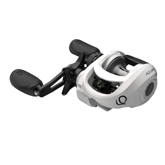 Quantum Accurist Bait Cast Fishing Reel, Size 100 Reel, Right-Hand Retrieve, Oversized Non-Slip Handle Knobs and Continuous Anti-Reverse Clutch, One-Piece Aluminum Frame, 6.3:1 Gear Ratio, White