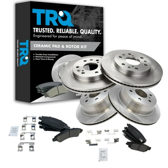 TRQ Front & Rear Ceramic Brake Pad & Rotor Kit Fits Select Chevy GMC Truck SUV
