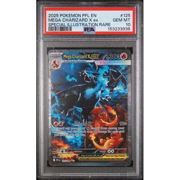 Collectible 2025 Pokemon Mega Evolution Phantasmal Flames Special Illustration Rare Mega Charizard X Ex #125 PSA 10