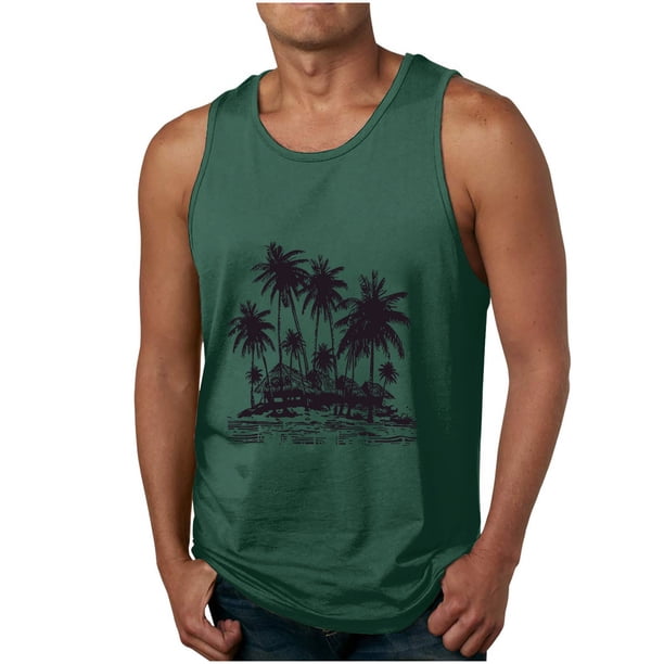 Camisetas de Tanque de los Hombres Tanque de los Hombres Incolor Gradiente de Impresión Cuello Redondo Correa Delgada Fuga Atrás Regular Casual Deportes Blusas de Tanque
