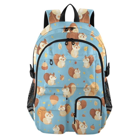 DIXRUYEE Light Blue Squirrel Backpack for School 14”Laptop Compatible with Reflective Safety Strips