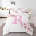 thumbnail image 2 of Erosebridal Pink Rose Bedding Twin Comforter Set, Initial R Letter Down Comforter, Cartoon Decor, Reversible 2 Pieces, 2 of 8
