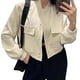 thumbnail image 1 of Chaqueta Informal de Larga con Cuello Redondo y Botones para Mujer, Color Liso. Albaricoque L, 1 of 8