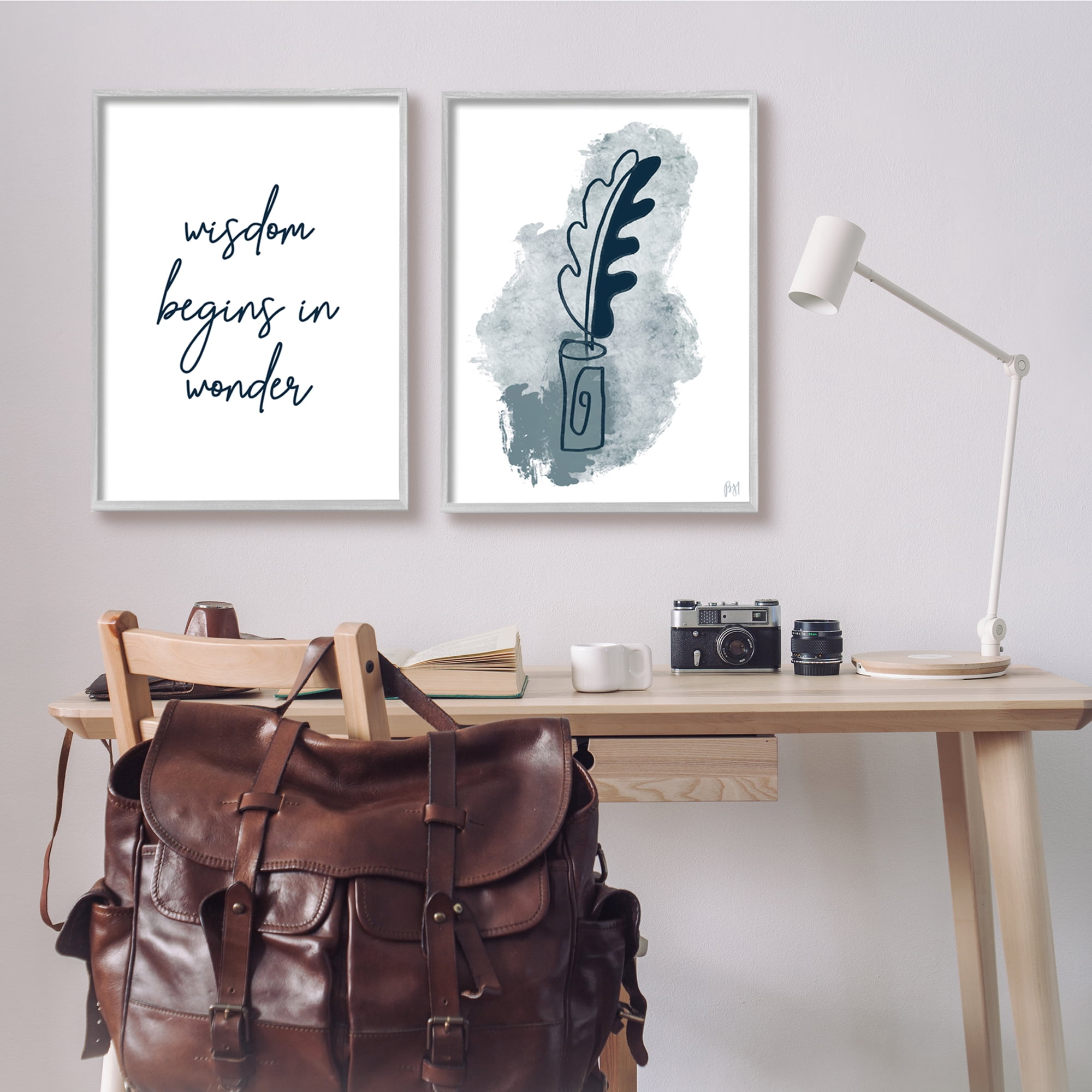 Stupell Indtries Wisdom Begins in Wonder Abstract Blue Ink Quill,24 x 30,Design by Birch&Ink