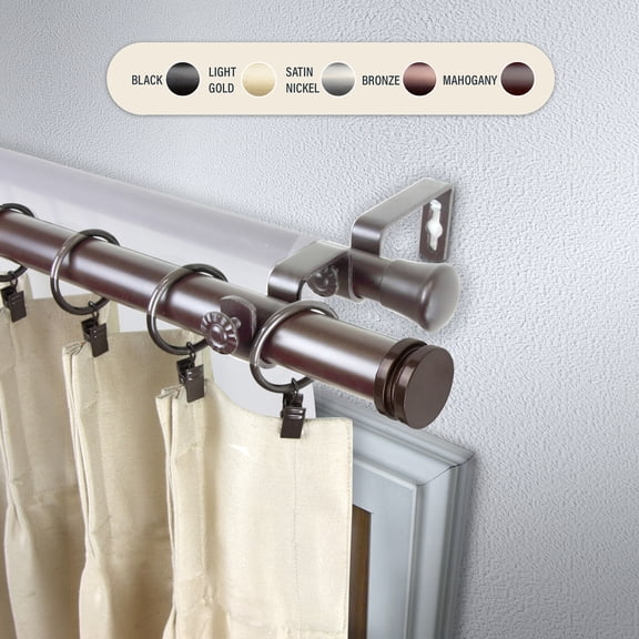 Domovina Leo 1" Double Curtain Rod-Color:Bronze,Size:160-240"