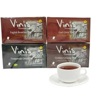 Vinis Variety Pack Tea Bags, 20 Count (Pack of 4) (English Breakfast, Earl Grey, Golden Oolong, Gunpowder Green)