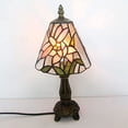 thumbnail image 3 of FSLiving Tiffany Style Table Lamp with 5.9ft Plug in Cord Pinkyrose Glass LampShade Vintage Style Desk Light E12 Antique Table Light Decorative for Living-Dining Area Fireplace Accent Bookcase, 3 of 7