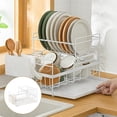 thumbnail image 4 of Escurridor de platos estable, escurridor de platos de 2 niveles con escurridor, escurridor de platos con blanco, 4 of 9