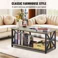 thumbnail image 3 of VEVOR 40" Farmhouse Coffee Table, Rectangle Coffee Table with Open Storage Compartment, Wooden Rustic Cocktail Table for Living Room, Bedroom, Apartment, Studio, Brown & Black, 3 of 9