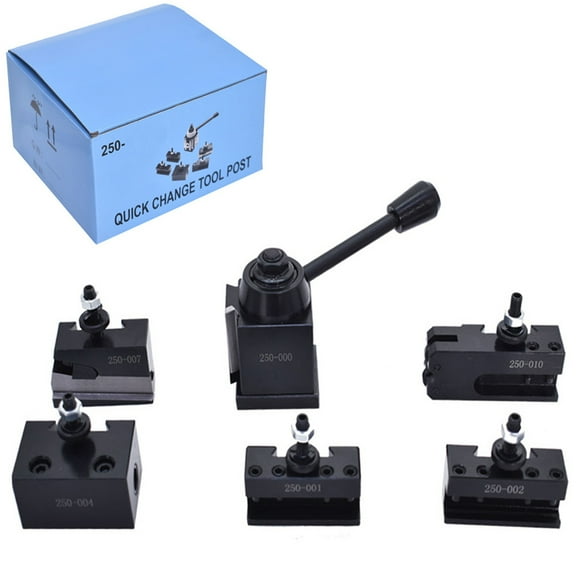 findmall 6 Pcs 0XA Tool Post Set Wedge Type Quick Change Tool Post Set Steel Material For Mini Lathe 6-9" Swing